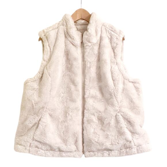 Nicole Miller Originals Faux Fur Reversible Vest XXL Ivory/Off White  PLUS - Picture 2 of 8